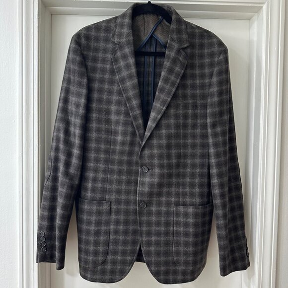 Daniel Hechter Paris Men’s Brown Plaid Wool Sport Coat Blazer Jacket Size 40R